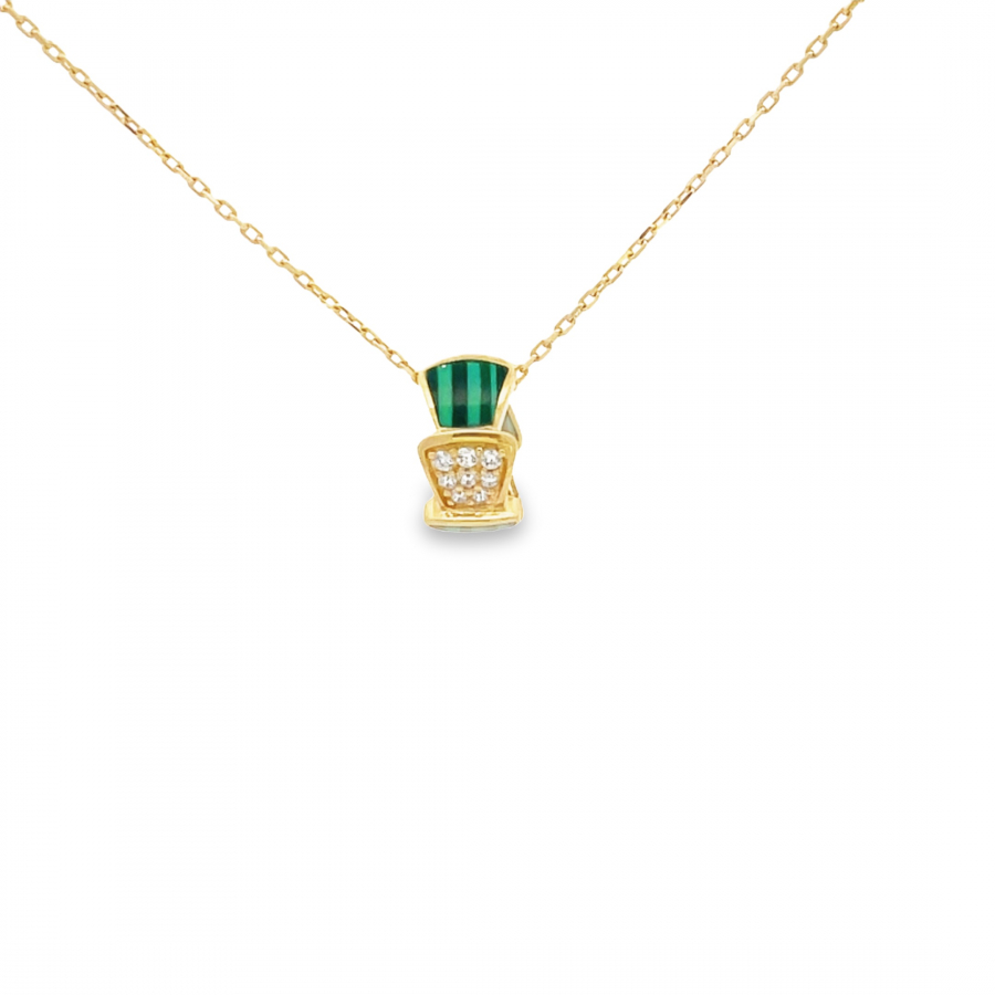 Fancy Green Short Necklace 18K Yellow Gold