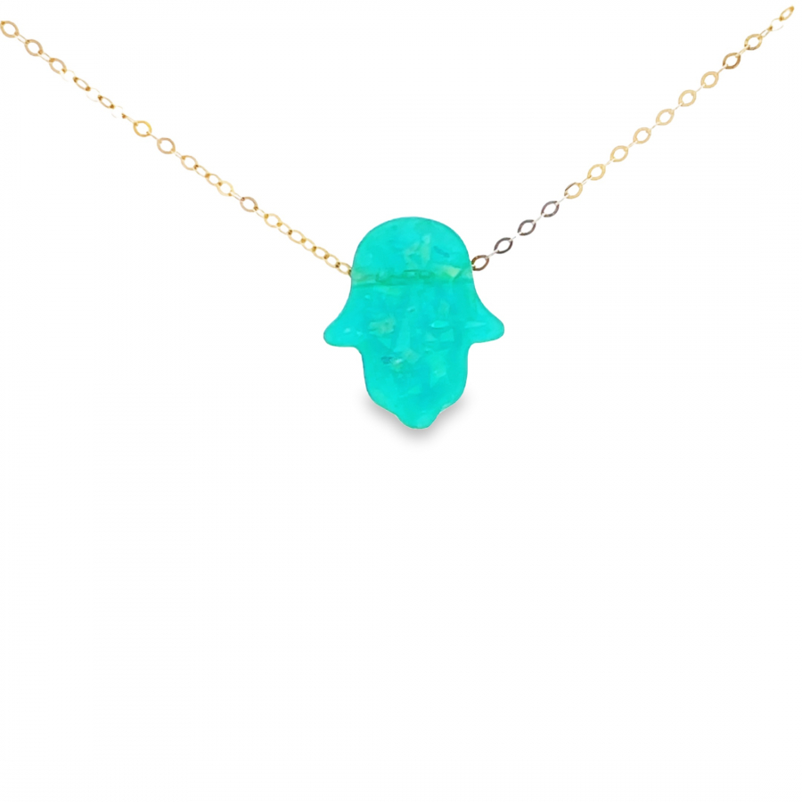 Green Hand 18K Yellow Gold Short Necklace