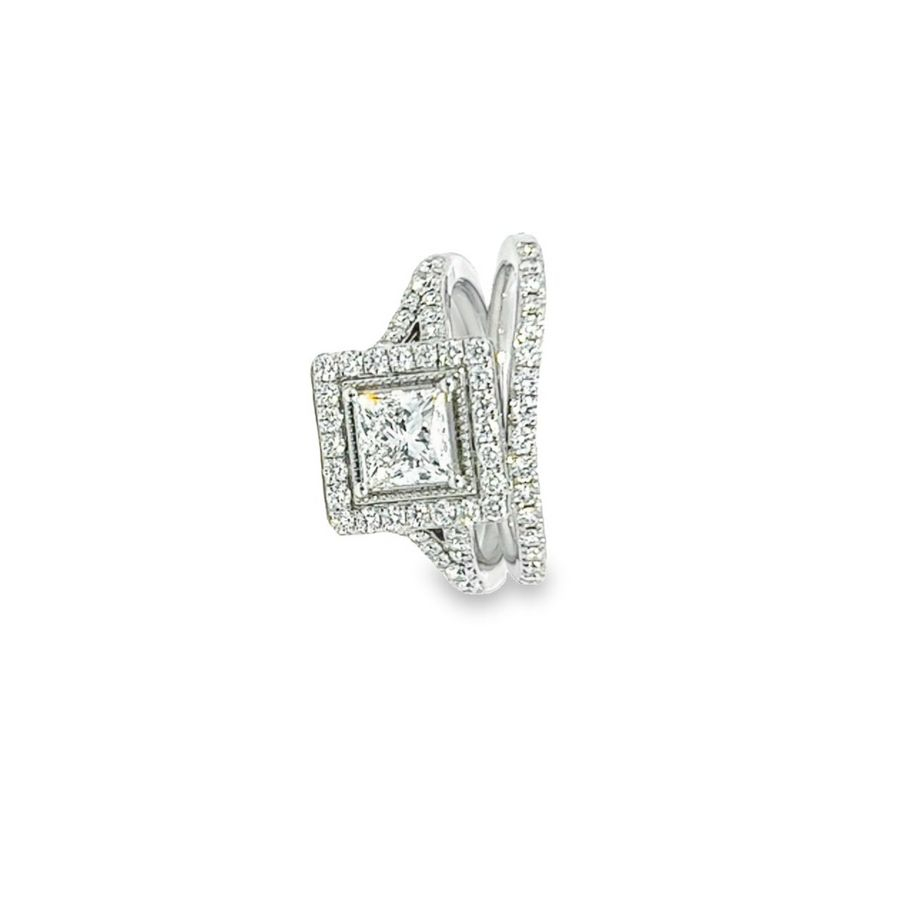 Sustainable White Gold Double Diamond Ring - Net Weight 6.21 with 62 Diamonds at 1.76 Total Carat Weight