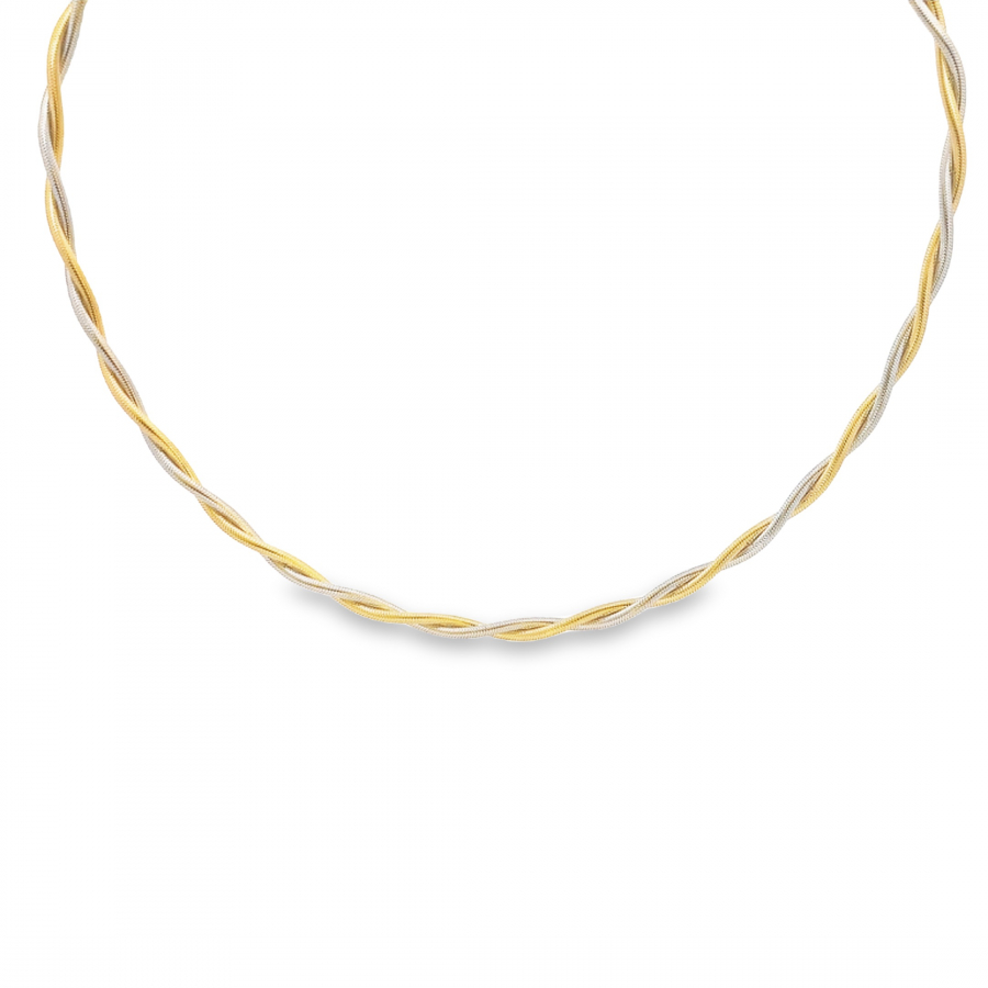 9.86g Two-Tone Italian Design Necklace - Latest Yellow & White Gold