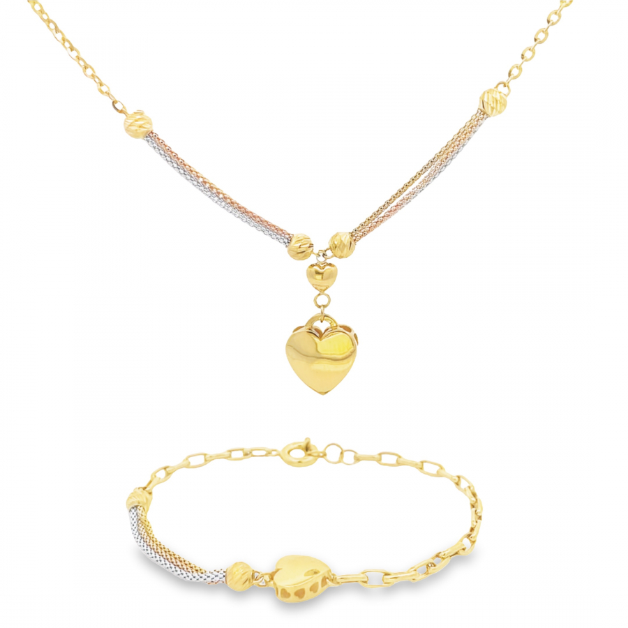 Heart Shaped 13g Italian Set - 18k Yellow Gold Modern Design