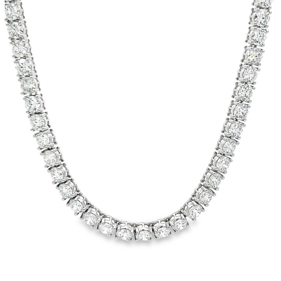 SUSTAINABLY GROWN ROUND BRILLIANT DIAMOND TENNIS NECKLACE (27.07G NET WT, 105 DIAMONDS, 25.76CT DIAMOND WT)