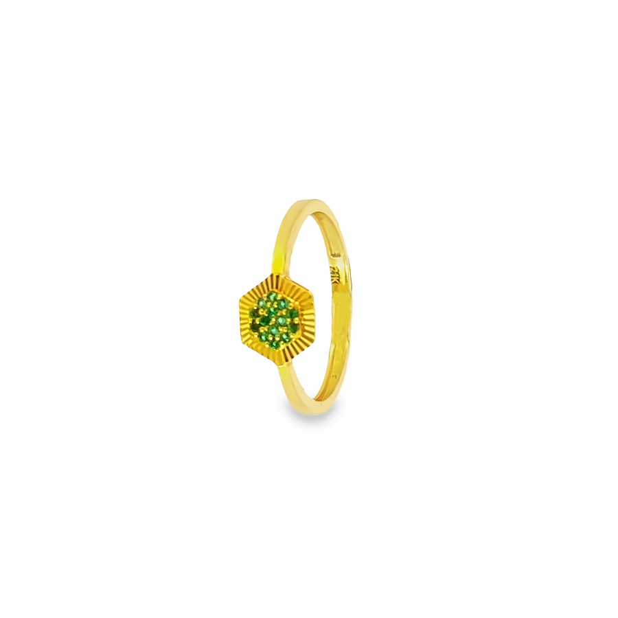 GREEN STONE RING WITH 21K YELLOW GOLD - UNVEIL NATURE'S BEAUTY