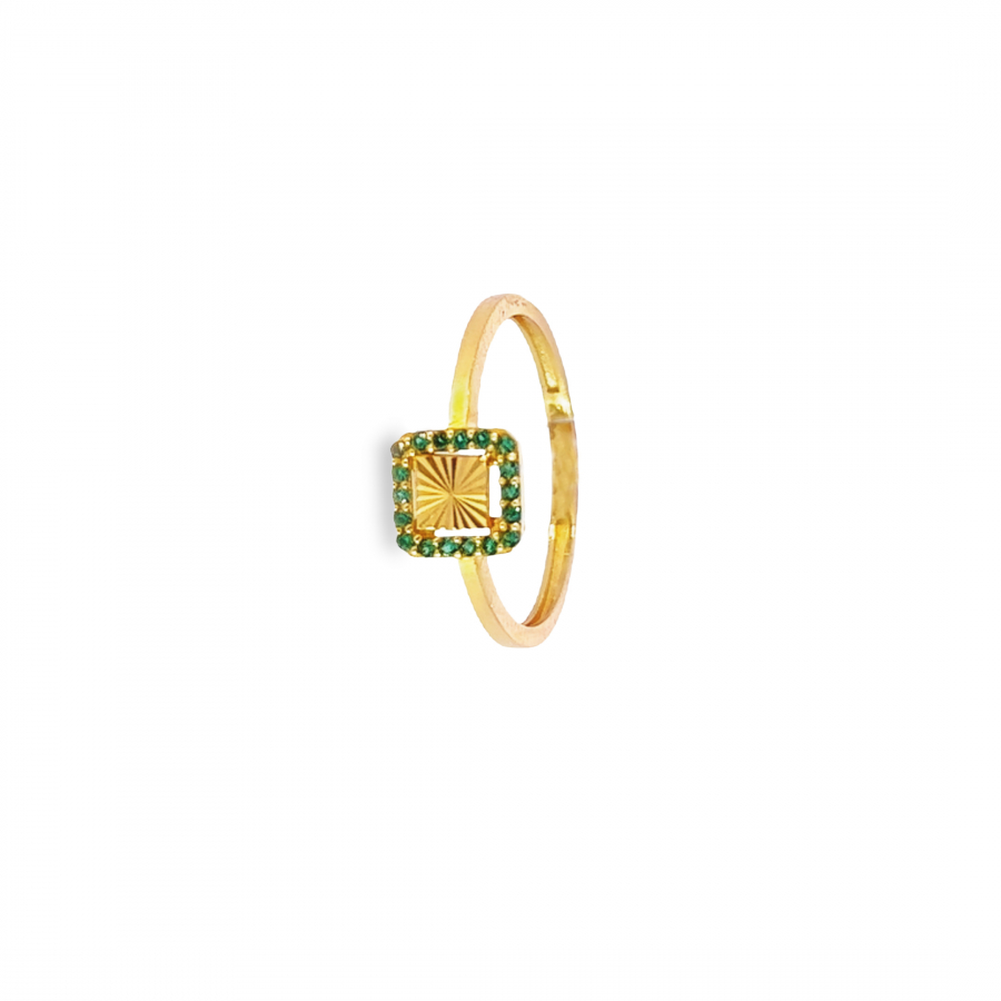 CAPTIVATING 21K YELLOW GOLD RING WITH GREEN ZIRCON - A SYMBOL OF GRACE