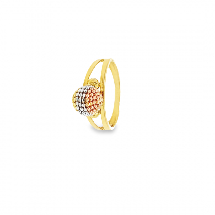 BIG LOVELY BALL RING - THREE-TONE GOLD BEAUTY IN 18K