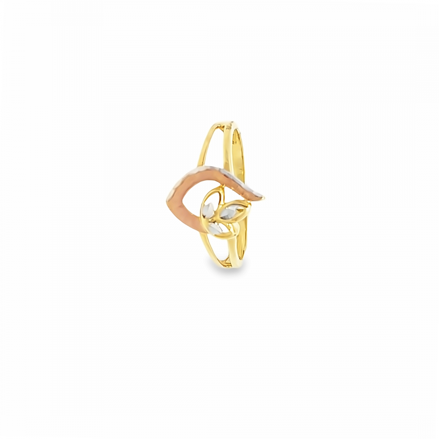 THREE-TONE FACE RING - EXQUISITE BLEND IN 18K YELLOW GOLD