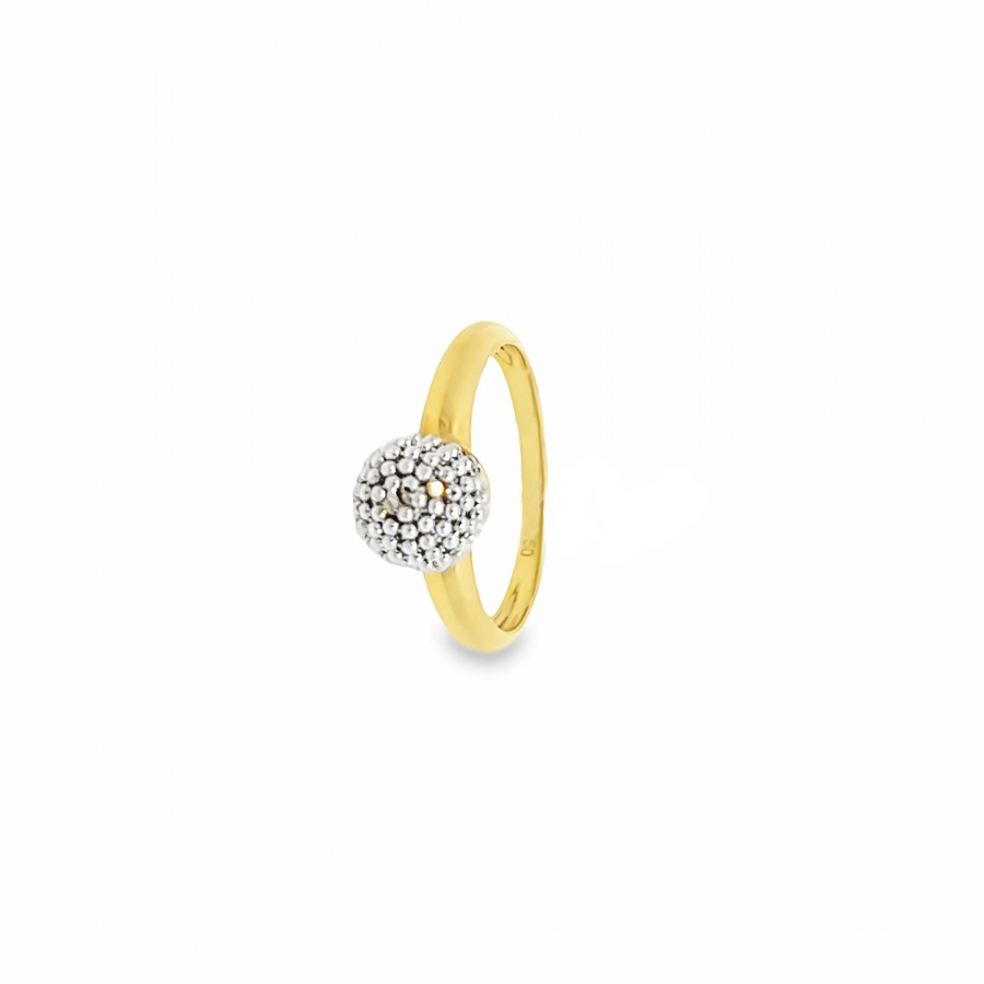 BIG LOVELY BALL WHITE GOLD WITH YELLOW GOLD RING - STATEMENT PIECE IN 18K