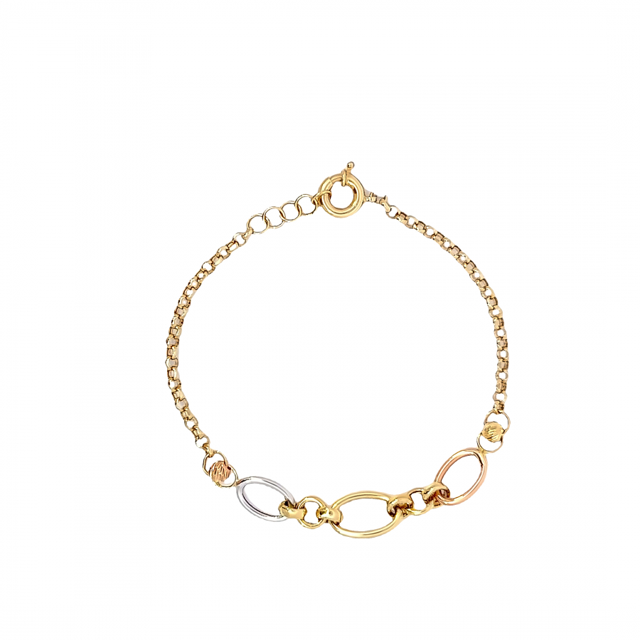 THREE CIRCLE DESIGN WITH THREE-TONE GOLD BRACELET 18K - CONTEMPORARY SOPHISTICATION
