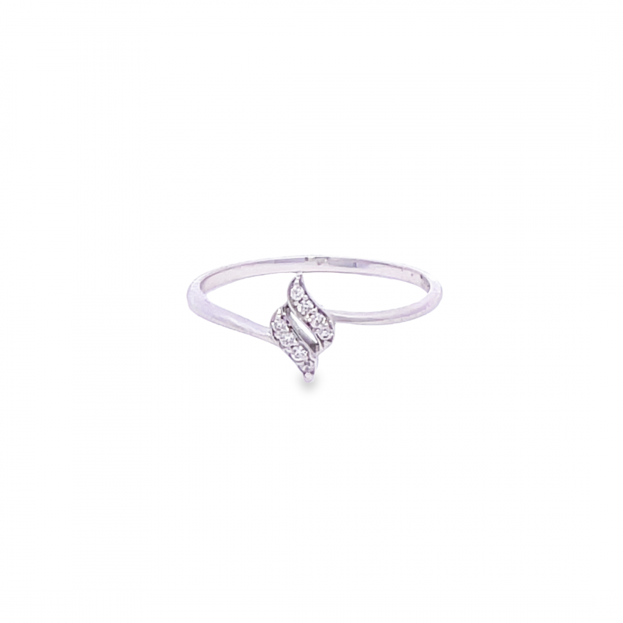 ELEGANT 18K WHITE GOLD SOFT RING WITH BRIGHT CRYSTALS 