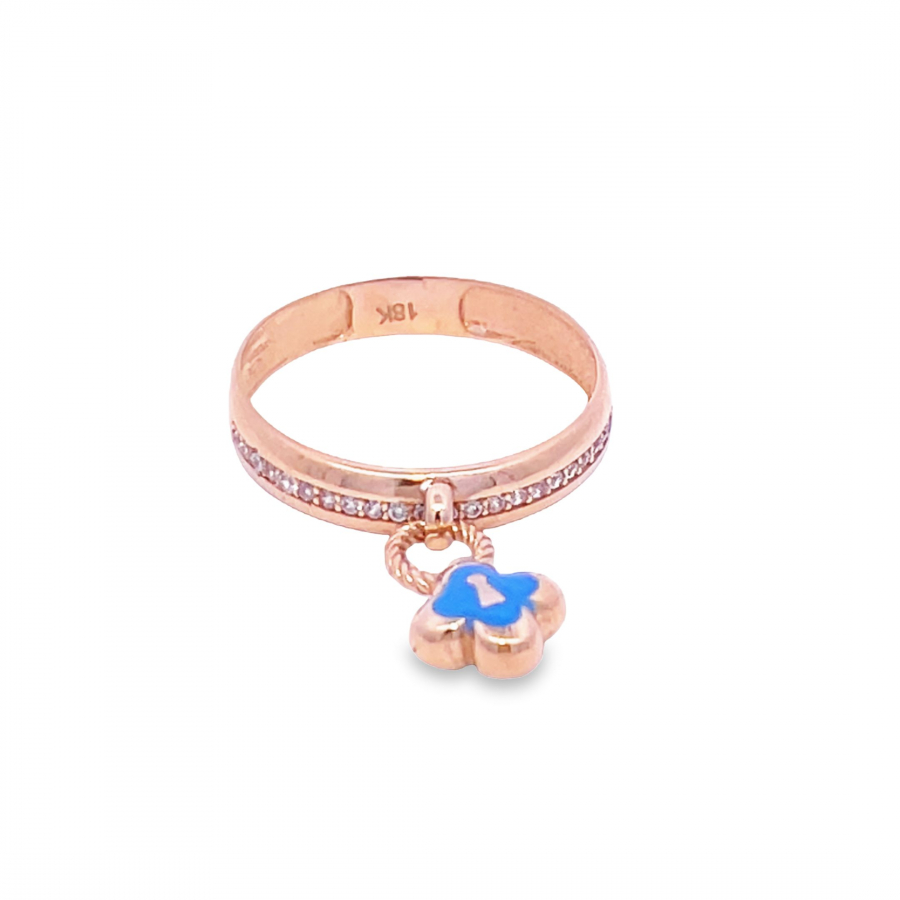 18K ROSE GOLD RING WITH SMALL BLUE LOCK