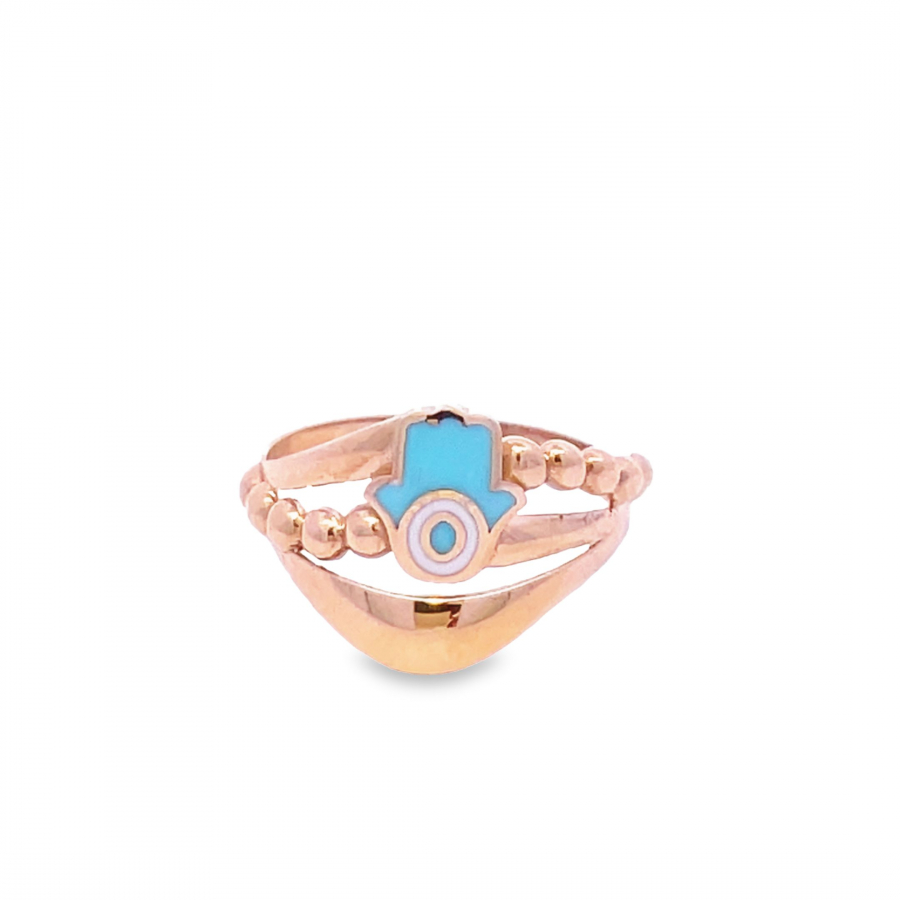 18K GOLD LIGHT BLUE HAND RING - STYLISH AND SOPHISTICATED - REFINED GOLD LIGHT BLUE HAND RING