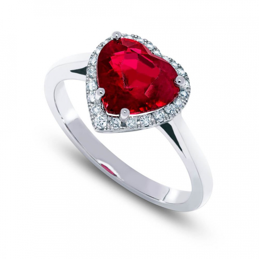 DIAMOND RING WITH RUBY  