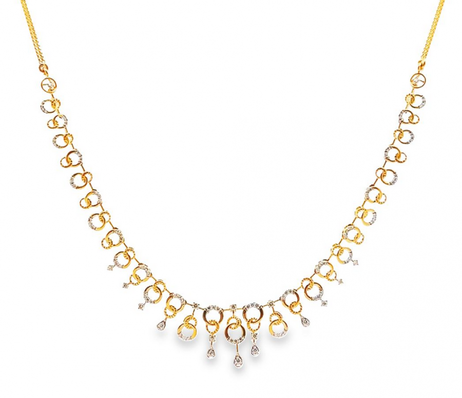 18K YELLOW GOLD NECKLACE WITH 0.72 CARAT ROUND DIAMOND 