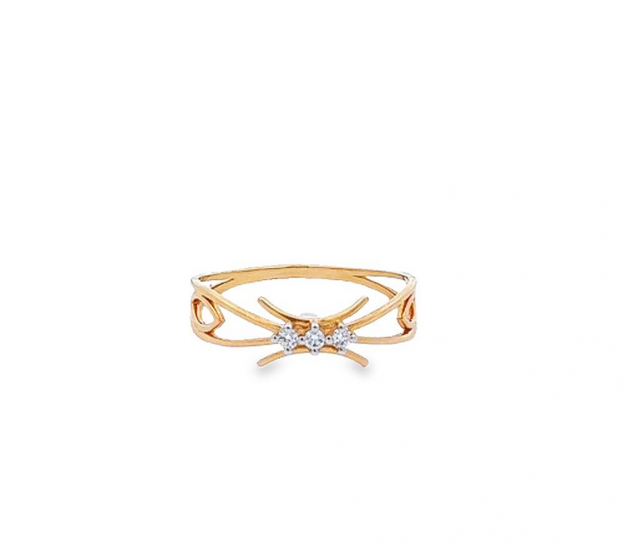  RING WITH SPECIAL DESIGN AND ROSE GOLD - 0.05 CARAT ROUND DIAMOND, CLARITY VS-SI, COLOR G-H