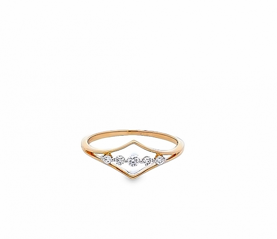  TIMELESS AND CLASSIC ROSE GOLD RING WITH ROUND DIAMOND ACCENT, 0.12 CARAT