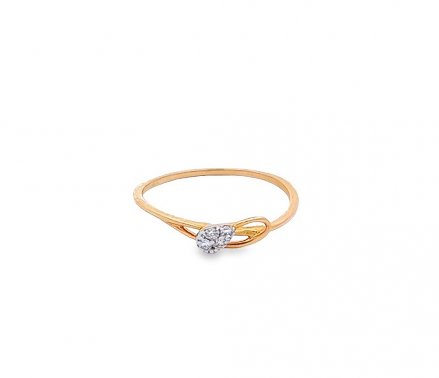  DAINTY AND ELEGANT ROSE GOLD RING WITH ROUND DIAMOND ACCENT, 0.07 CARAT