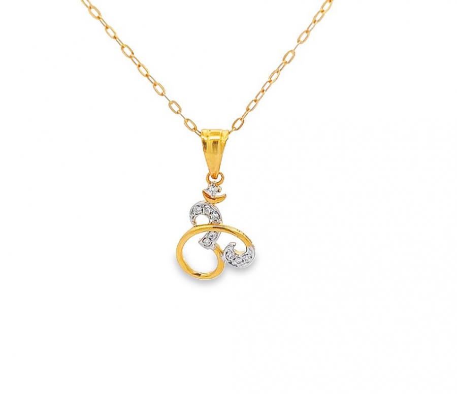 TIMELESS YELLOW GOLD NECKLACE WITH ROUND DIAMOND ACCENT, 0.37 CARAT