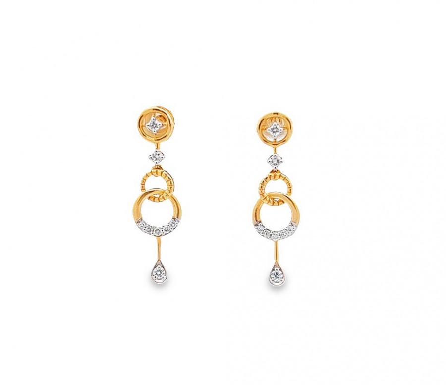  18K YELLOW GOLD EARRING CIRCLE WITH 0.17 CARAT ROUND DIAMOND