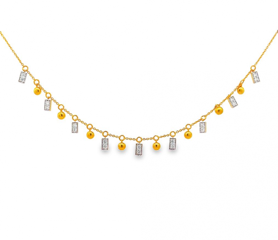 TIMELESS YELLOW GOLD NECKLACE WITH ROUND DIAMOND ACCENT, 0.38 CARAT
