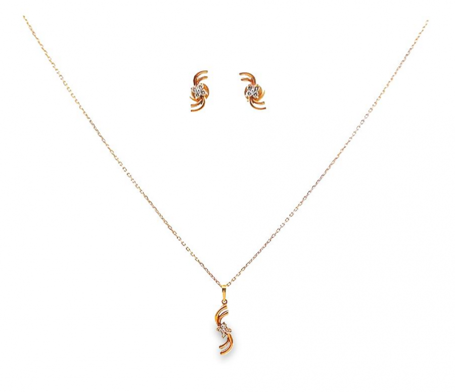  HALF SET NECKLACE AND EARRING CIRCLE SET IN 18K YELLOW GOLD WITH 0.31 CARAT ROUND DIAMOND