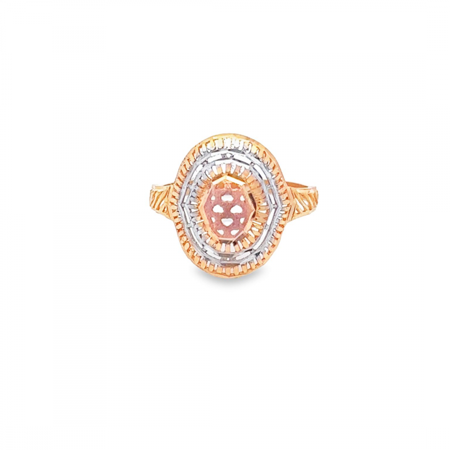 EYE-CATCHING 22K THREE-TONE GOLD RING WITH UNIQUE BIG INTERFACE