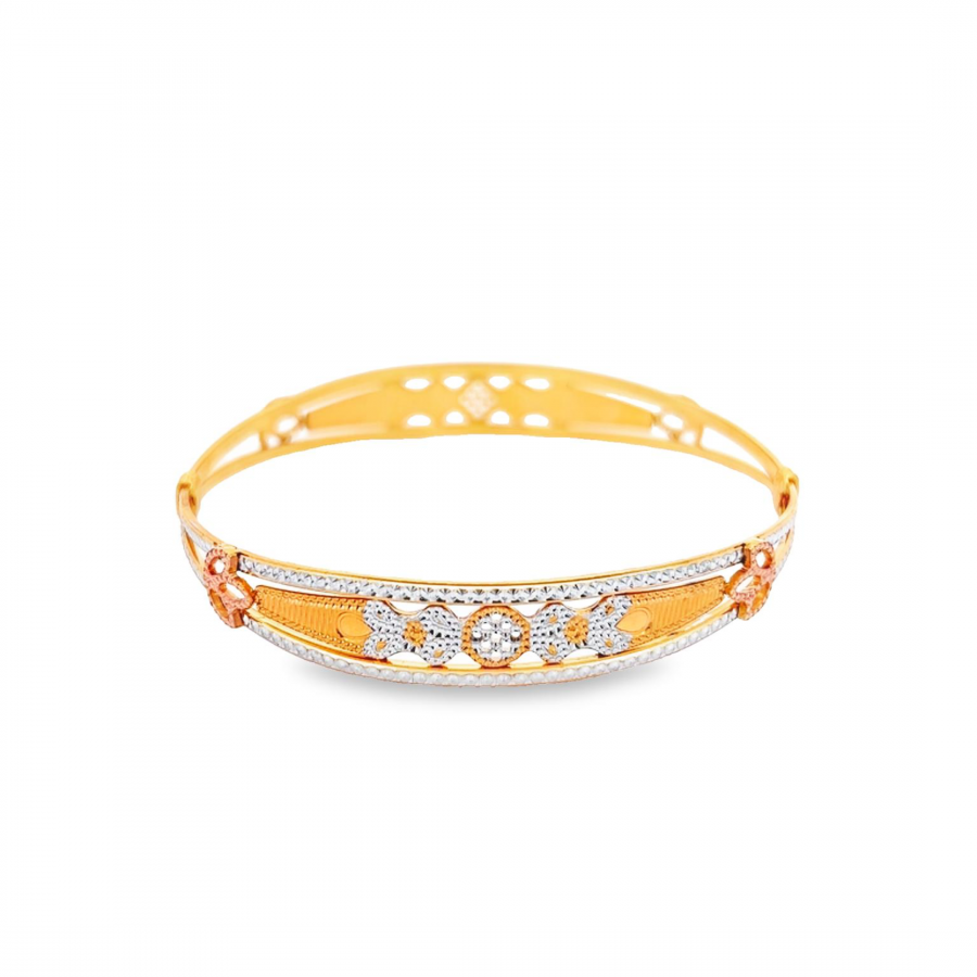 THREE TONE 22K GOLD BANGLE - PERFECT FOR EVERY OCCASION!